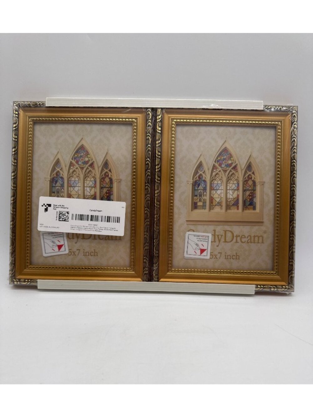 Double 5x7 Gold Ornate Picture Frame Decorative Border Easel Tabletop Wall